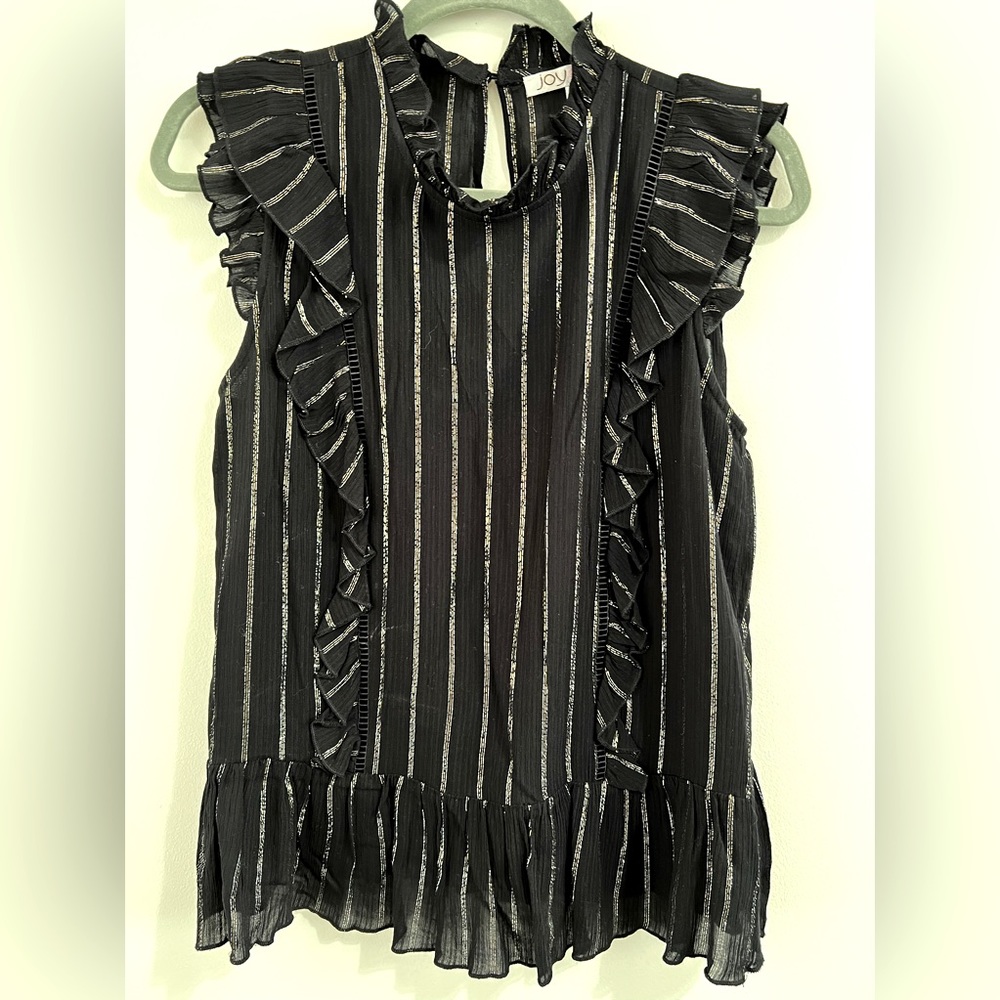 Joy * Joy black ruffle sleeve peplum blouse. Small.